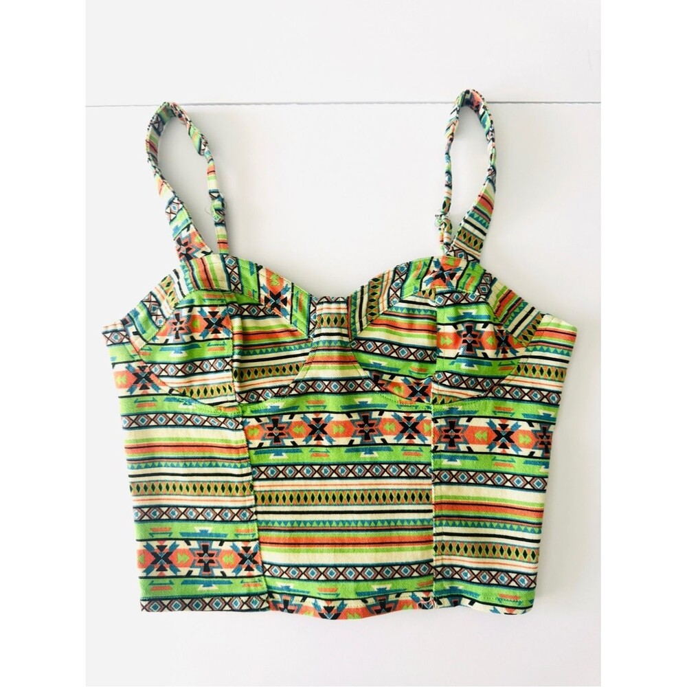 Billy by Flying Tomato Southwestern Corset Crop Top Y2K Boho Festival S